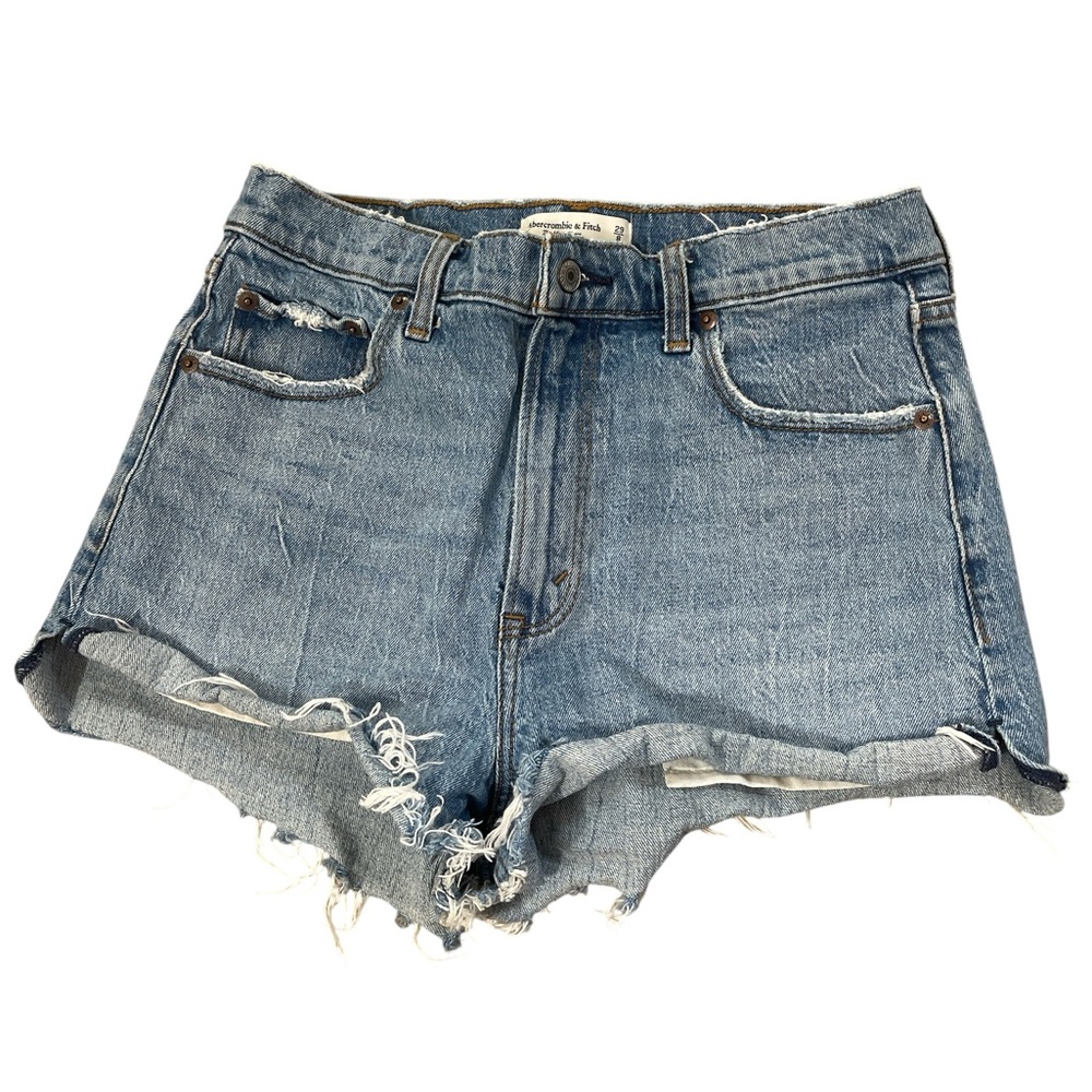 Abercrombie & Fitch Distressed Light Blue Denim Jean Shorts